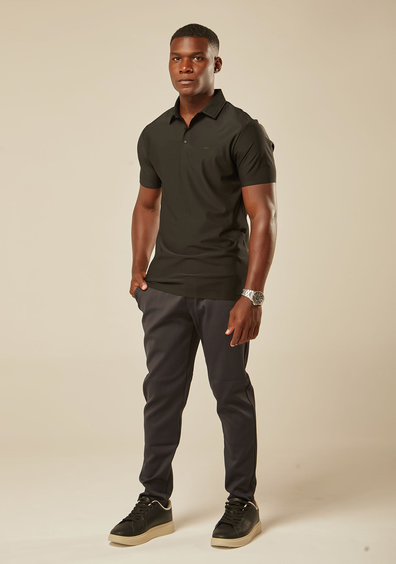 Polo Tech Essential Botão - Preto