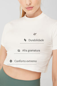 Cropped Manga Curta Cotton Armybr - Off White