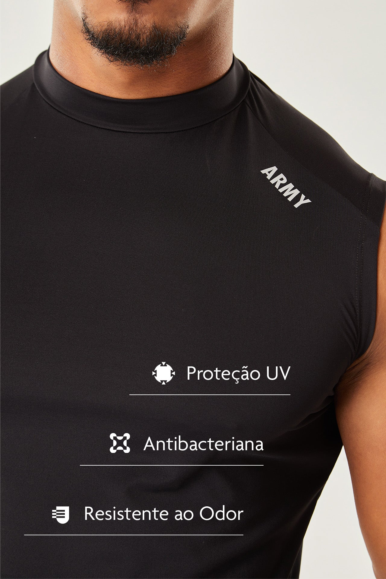 Regata Dry Army Neck - Preto