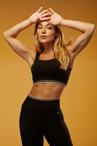 Top com Bojo Seamless Rib Contour Line - Preto
