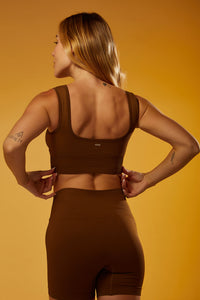Top com Bojo Seamless Rib Essential - Marrom