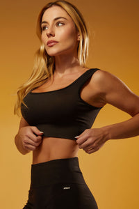 Top com Bojo Seamless Rib Essential - Preto